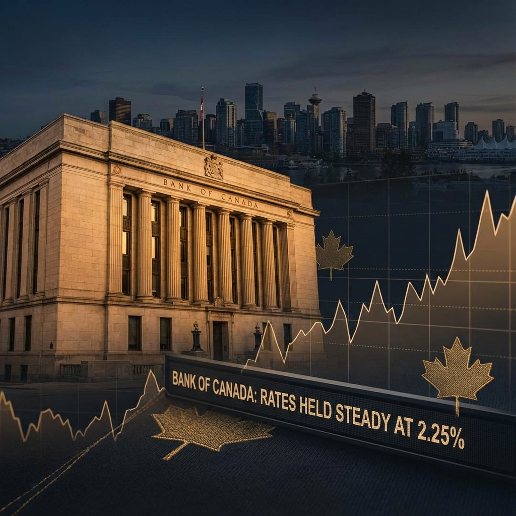 Bank of Canada rate decision December 2025 - rates holding steady at 2.25%