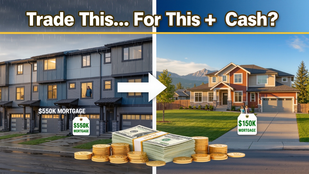 Trade This For This Plus Cash - Surrey townhouse with $550K mortgage vs Alberta mansion with $150K mortgage